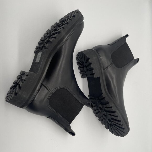 NEW Everlane Boots Womens Size 8 Black Leather Chelsea Lug Sole Ankle Pull On - Picture 8 of 14